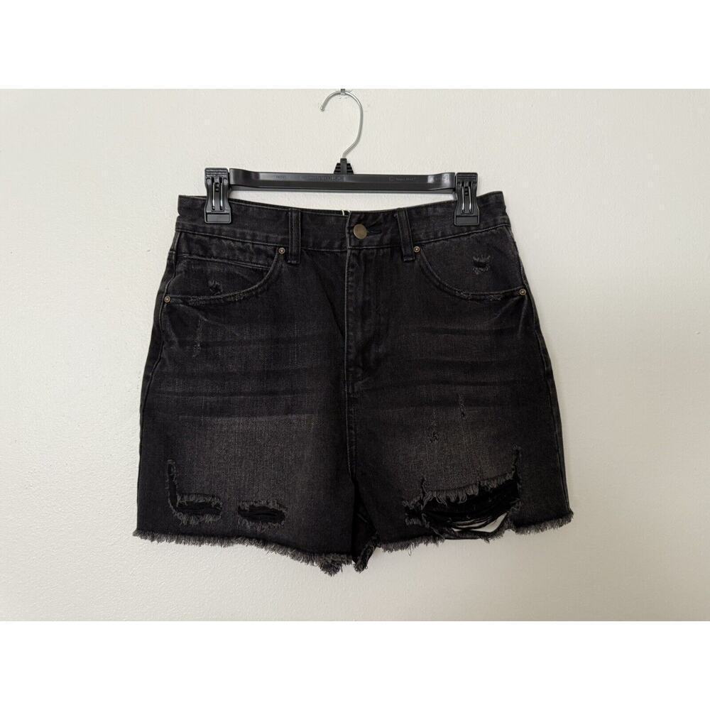 Chelsea & Violet Shorts Black Distressed Denim Cut Off Girls Size 30 Raw Hem NWT